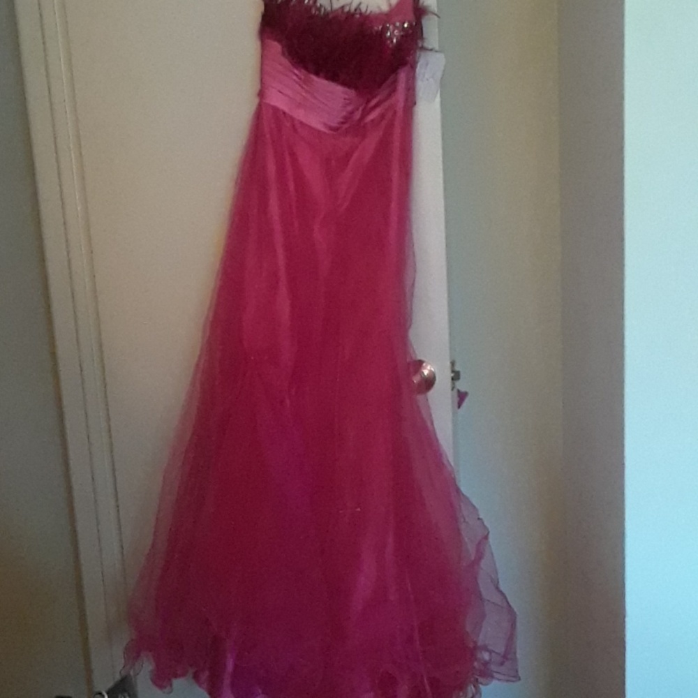 A long pink flether dress